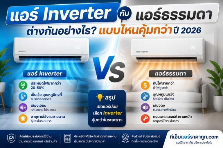 แอร์ Inverter กับแอร์ธรรมดา ต่างกันอย่างไร คุ้มกว่าจริงไหม